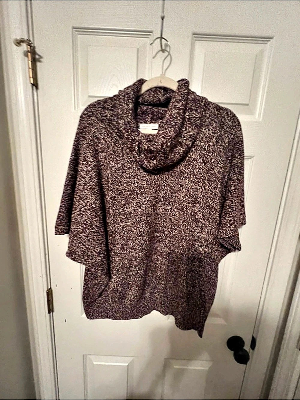New York and Company Burgundy & White Cowl Neck Tunic